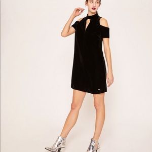 NWT ARMANI EXCHANGE Velvet cold shoulder dress
